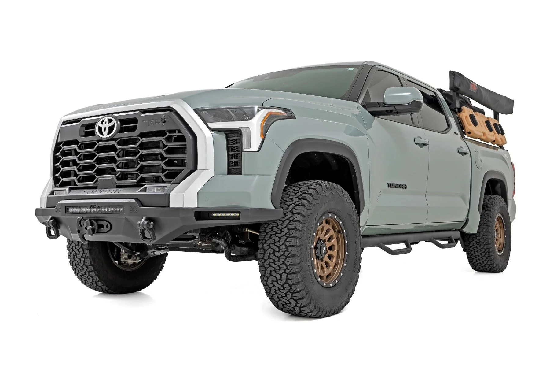 Rough Country Hybrid Front Bumper 12000S Blk LED w/ Amber DRL Tundra 22-24 72009 - Image 4