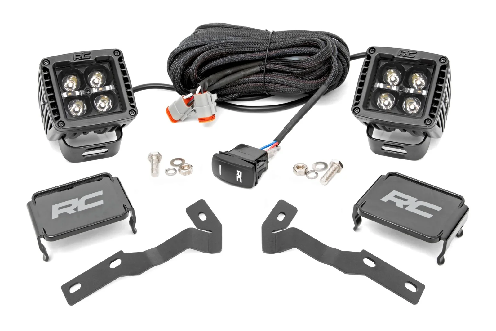 Rough Country LED Ditch Mount 2" Black Pair Amber DRL Tacoma 16-23 71083