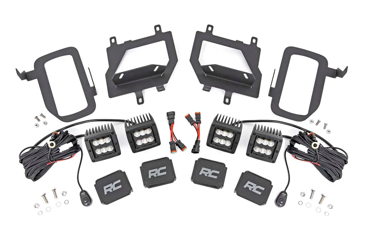 Rough Country LED Fog Light Kit Ford Black Series w/ Flood Beam 15-17 F-150 70833