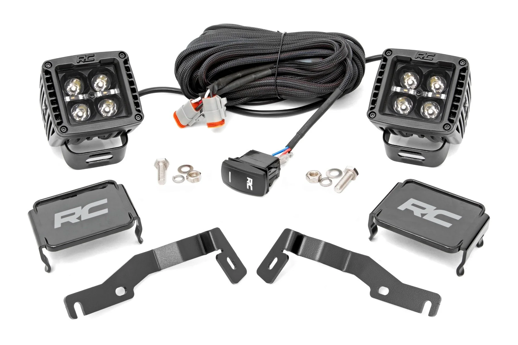 Rough Country LED Kit Ditch Mount 2" Black Amber DRL Toyota Tacoma 2024 72104 - Image 2