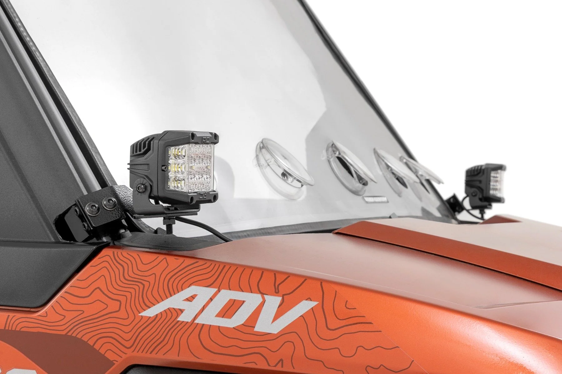 Rough Country LED Kit FRT Mount 2" Black Pair Amber DRL Polaris XPEDITION ADV 5 93303 - Image 2