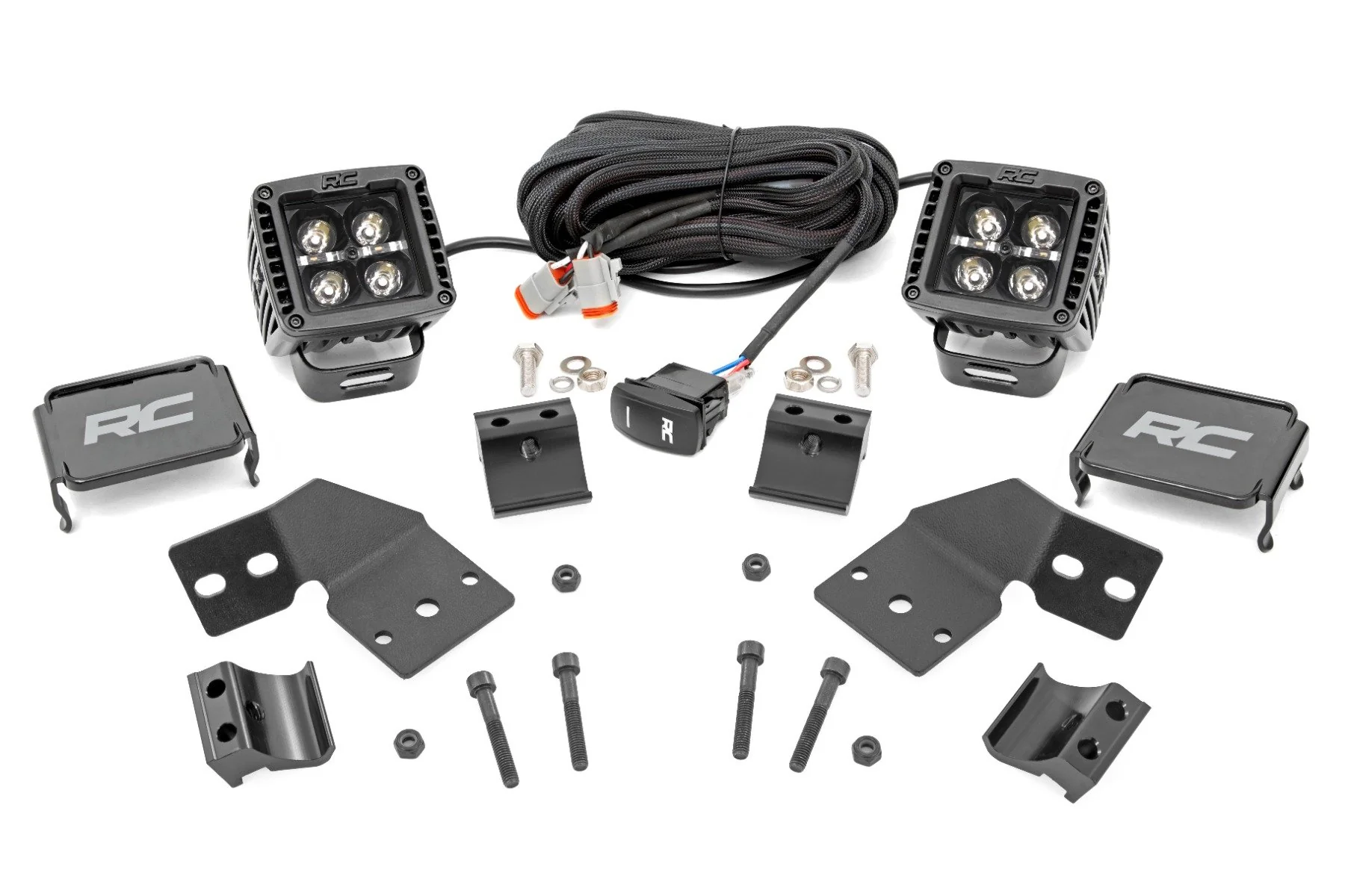 Rough Country LED Kit FRT Mount 2" Black Pair White DRL Polaris XPEDITION ADV 5 93302