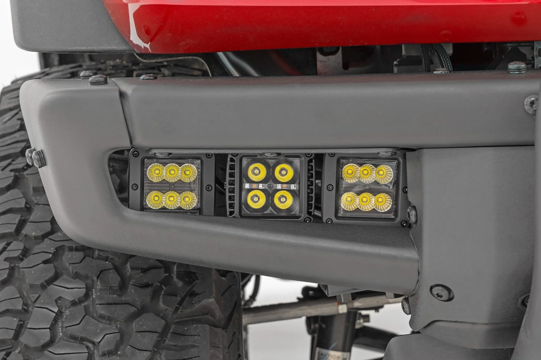 Rough Country LED Light Fog Mount Triple 2" Black White DRL Ford Bronco 21+ 51087 - Image 6