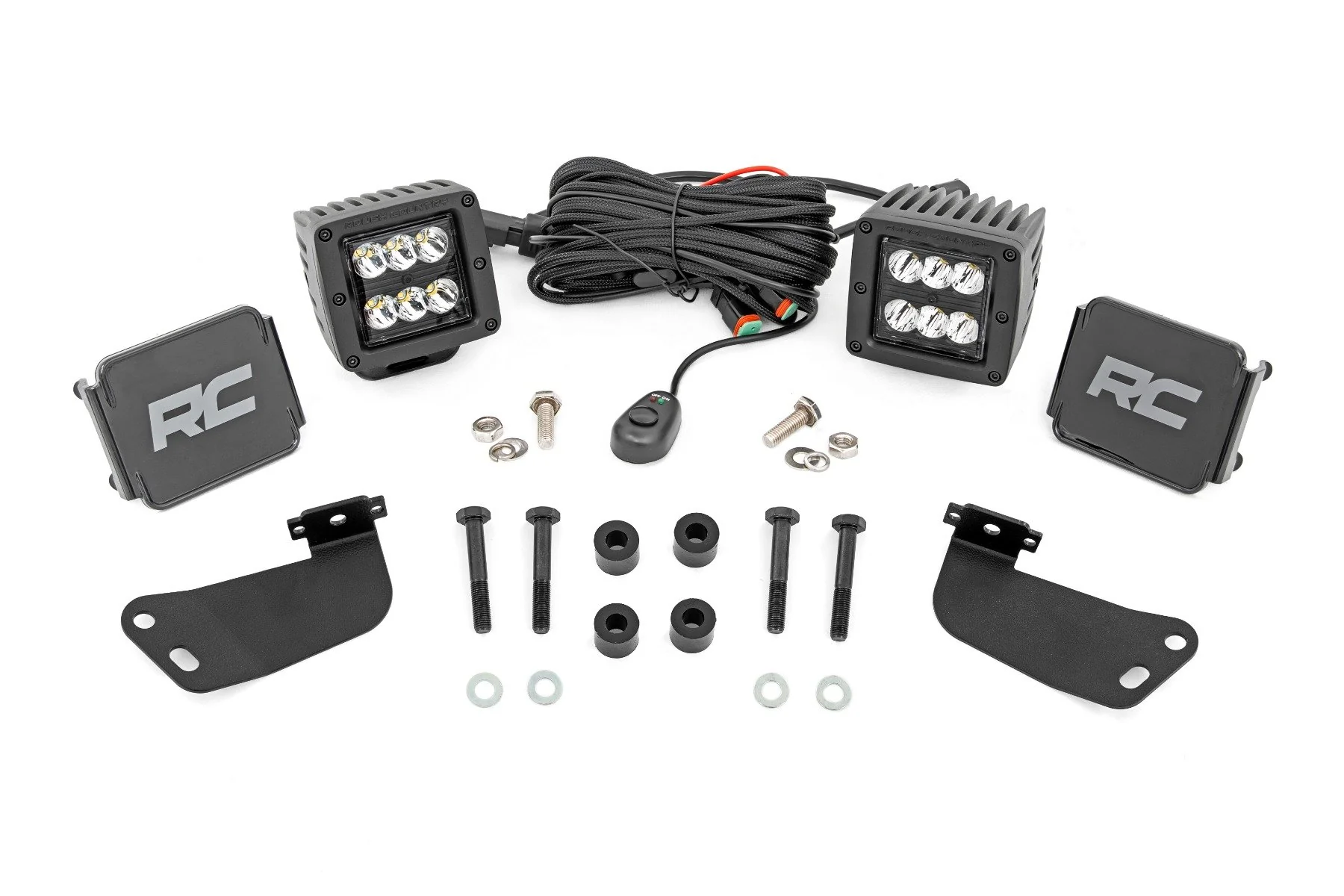 Rough Country LED Light Kit | Front Mount | 2" Black Pair | Segway 570 F 93217