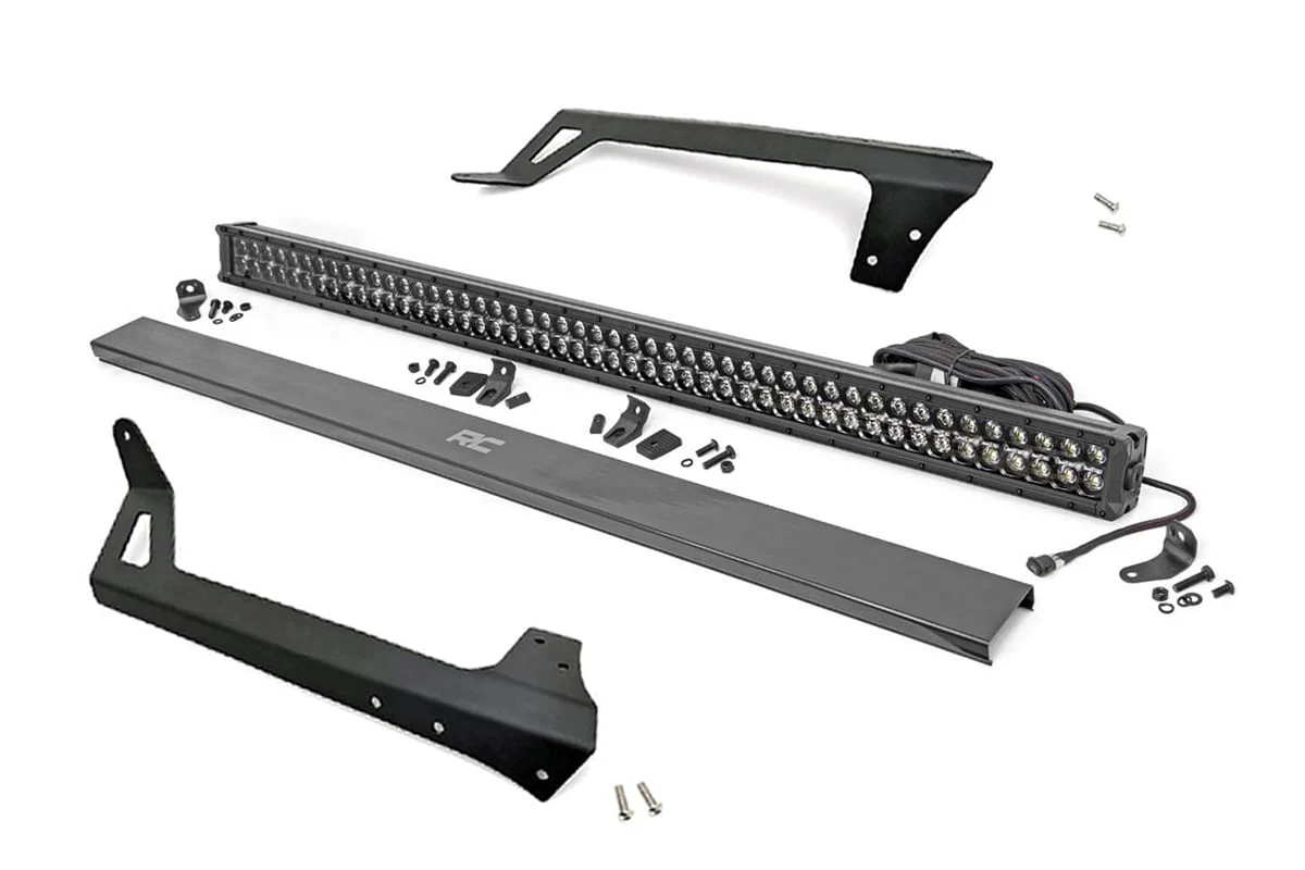 Rough Country LED Light Mnt 50" Black Dual Row W/DRL Jeep Wrangler JK 07-18 70504BLDRL