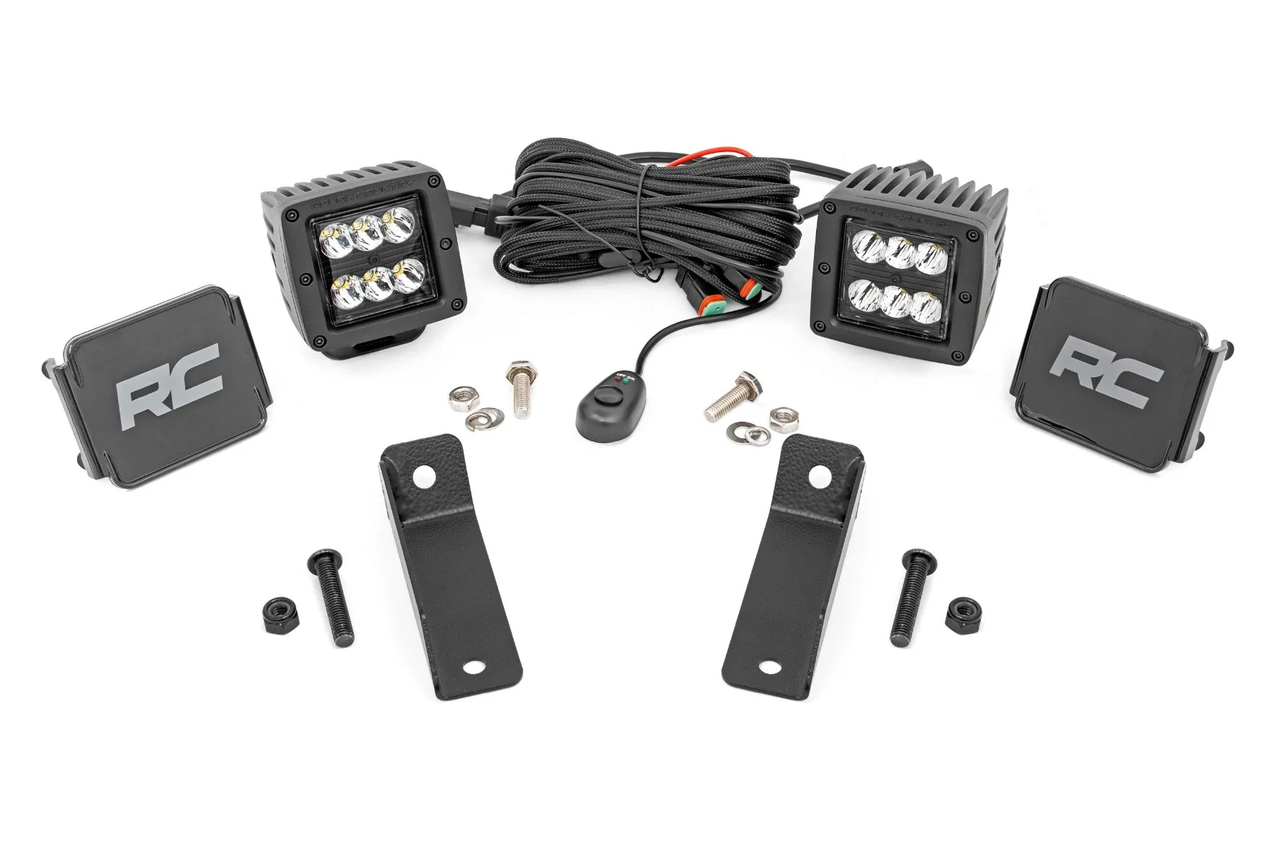 Rough Country LED Light Rear Mount 2" Black Pair Spot Can-Am Maverick Sport 97081