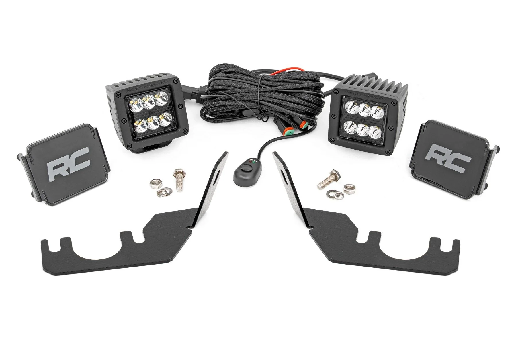 Rough Country LED Light Rear Mount 2" Black Pair Spot Kawasaki Teryx 94006