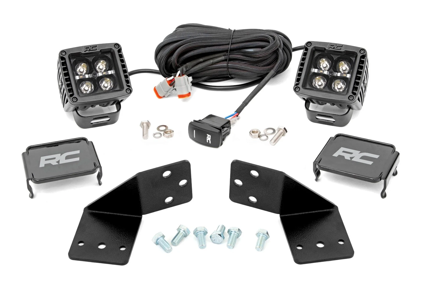 Rough Country LED Lights Rear Mount 2" Black Pair Amber DRL CFMOTO UFORCE 1000 96112