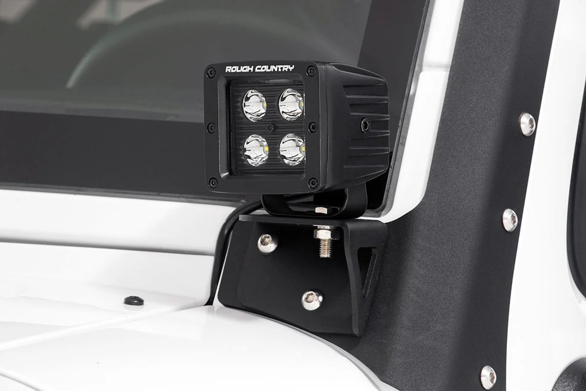 Rough Country Lower Windshield Light Mounts Wrangler JK 07-18 (NO Lights) 70044