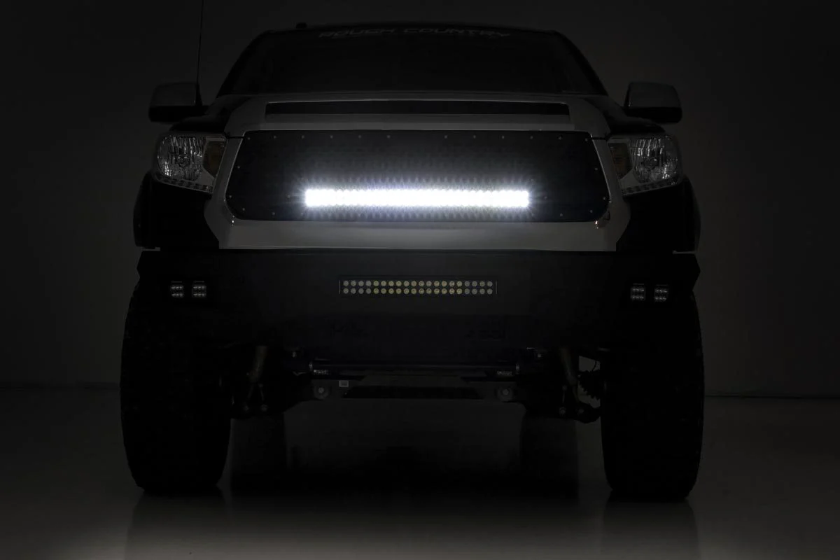 Rough Country Mesh Grille w/30in Dual Row BLK Ser LED w/Amber 14-17 Tundra 70224 - Image 5