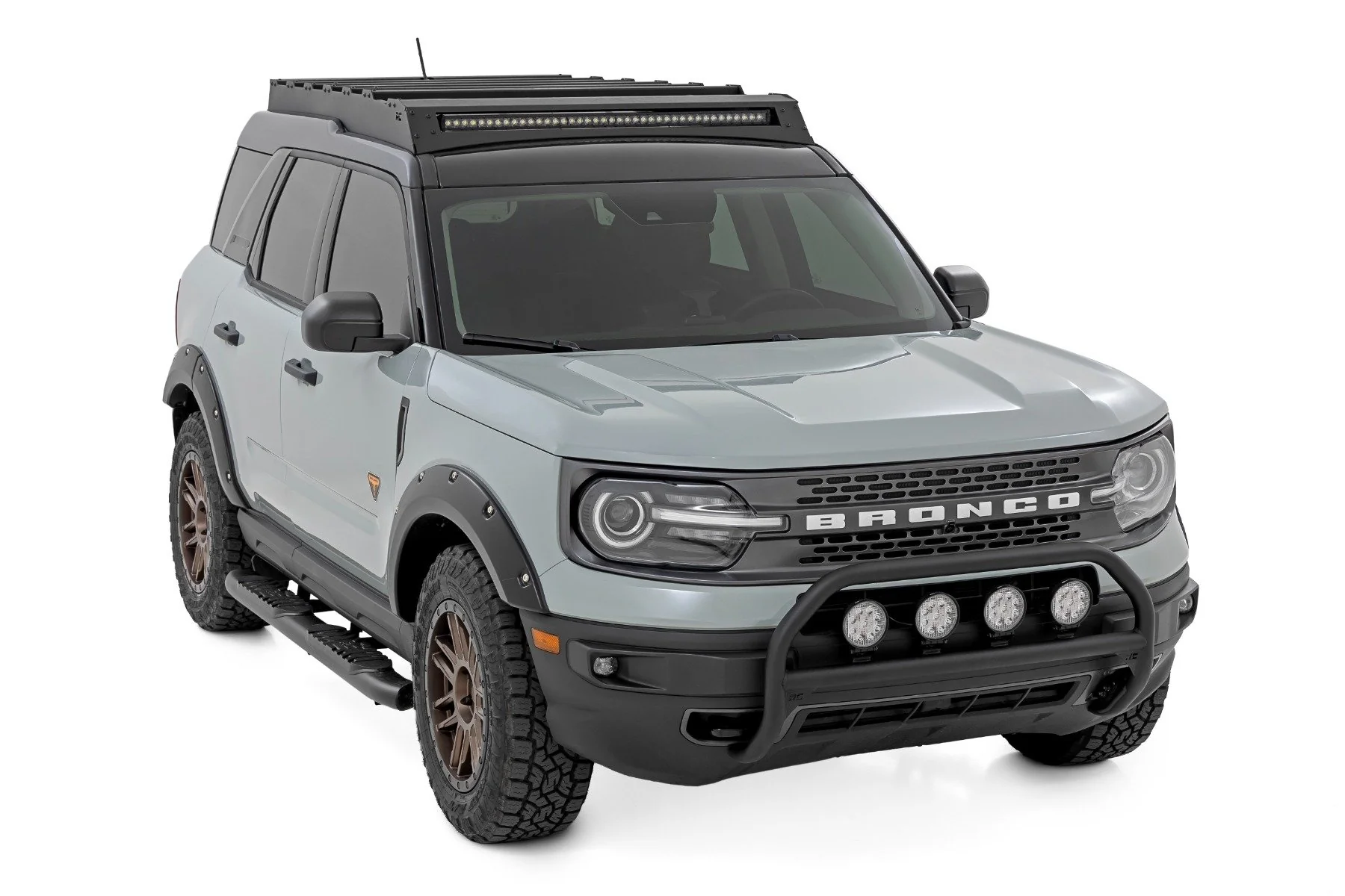 Rough Country Nudge Bar w/ Tow Hooks 20" BLK DRL LED for Ford Bronco Sport 21-24 51156 - Image 3