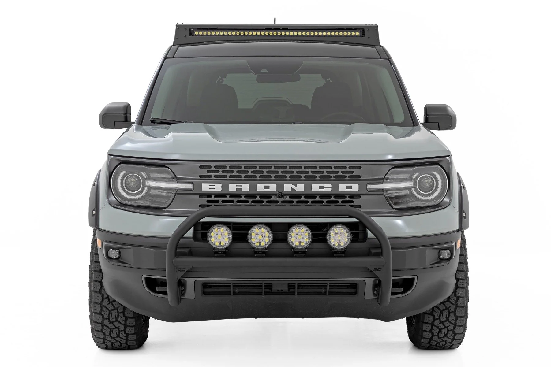 Rough Country Nudge Bar w/ Tow Hooks 20" BLK DRL LED for Ford Bronco Sport 21-24 51156 - Image 4