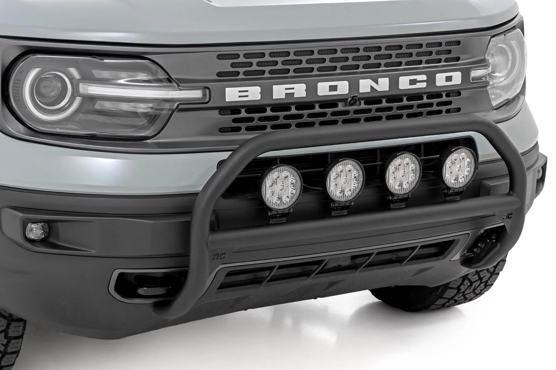 Rough Country Nudge Bar w/ Tow Hooks 4" Round LED x4 for Ford Bronco Sport 21-24 51158 - Image 2