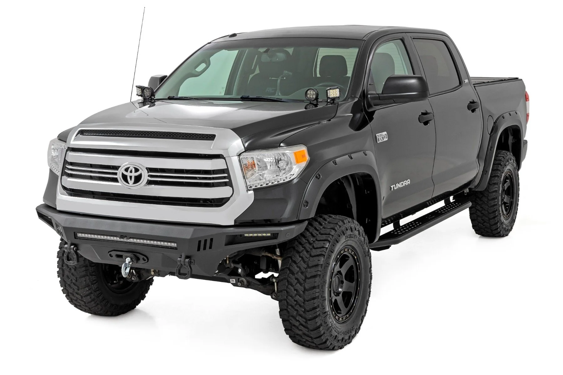 Rough Country OV2 Running Boards Side Step Bars Crew Cab Toyota Tundra 07-21 14005 - Image 2