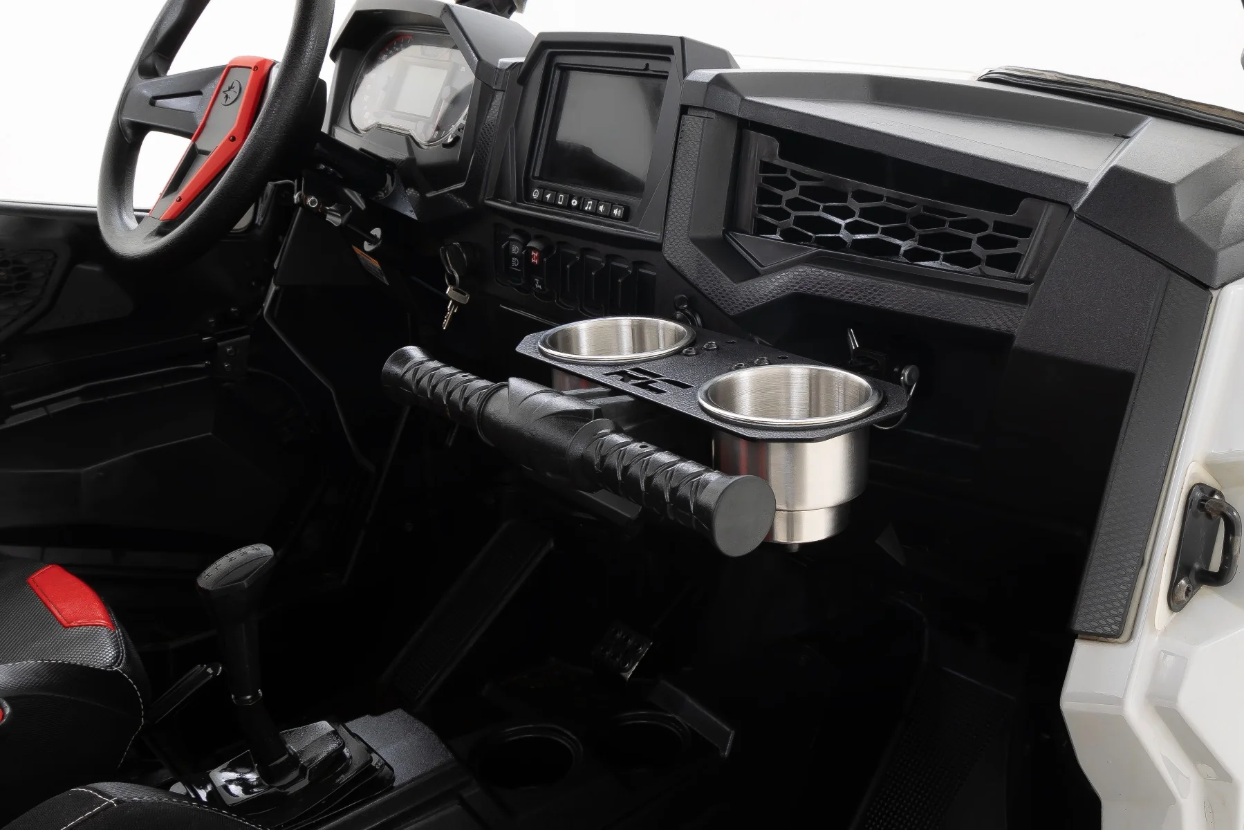 Rough Country Passenger Grip Handle Dual Cup Holder Polaris RZR 93058 - Image 2