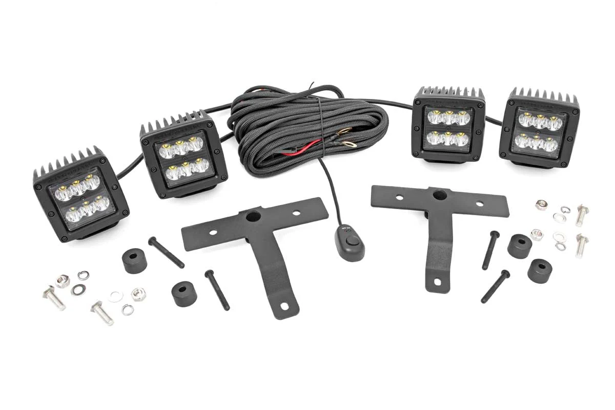 Rough Country Quad LED Light Pod Kit -Black Series 18-23JL/2020 Gladiator 70822