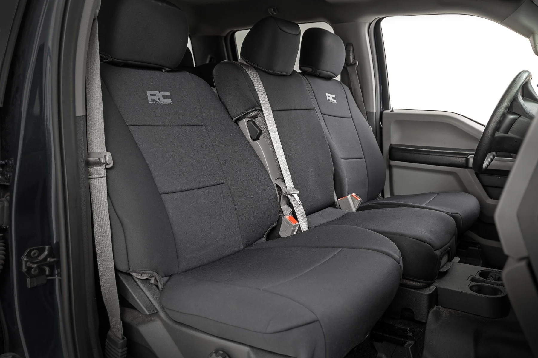 Rough Country Seat Covers FR & RR Bench for Ford F150/Lightning/F250/F350 15-23 91067
